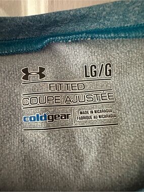 Under Armour ColdGear Fitted Long Sleeve Top - Gray with Teal Accents